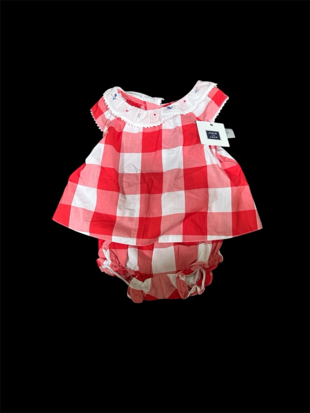 Janie and Jack Red Gingham Baby Dress & Bloomers Set size 3-6 months 
NWT